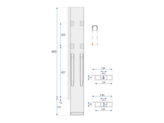 Bagstolpe K20 800mm microgalv BE højre