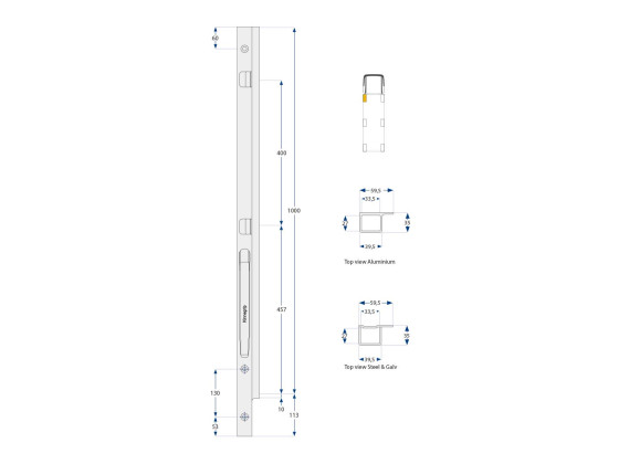 Forstolpe K20 1000mm microgalv højre