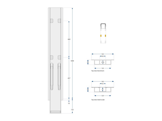 Sidestolpe K20 1000mm microgalv