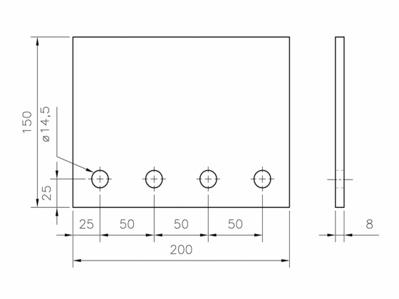 Konsolplade Volvo 200x150x8mm grundet - 3373