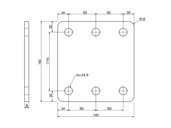 Befsetigungsplatte 140x150x8mm MB Atego feuerverzinkt