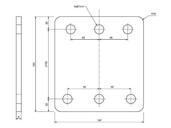 Konsolenplatte 140 x 150 x 8 Iveco Galv - Feuerverzinkt
