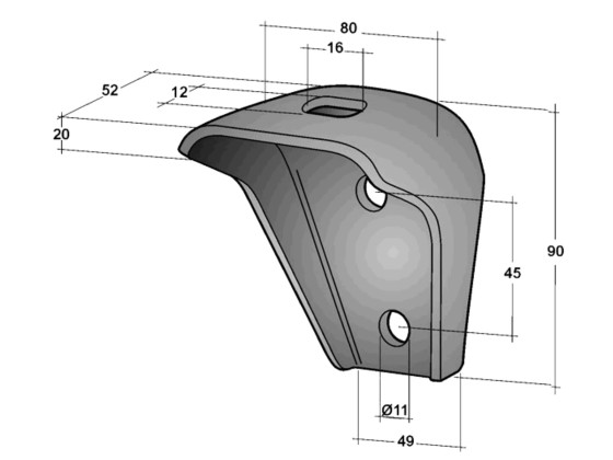 Befestigung 80x90mm verzinkt