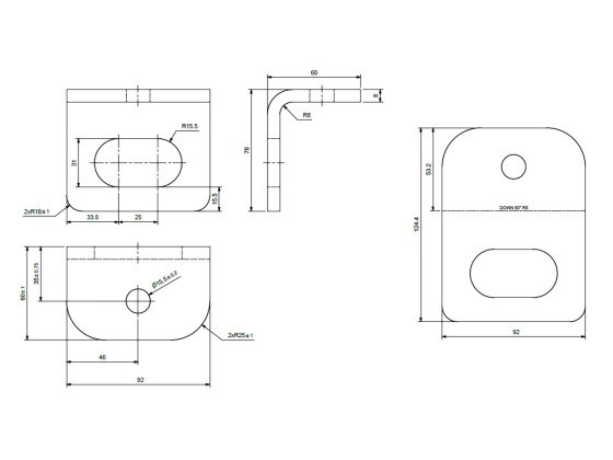 Obere Befestigung zum schweißen - 1 Loch