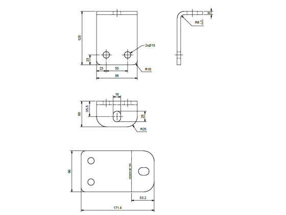 Konsol Scania 125x60x96x8mm - CC:50mm Varmgalvaniseret