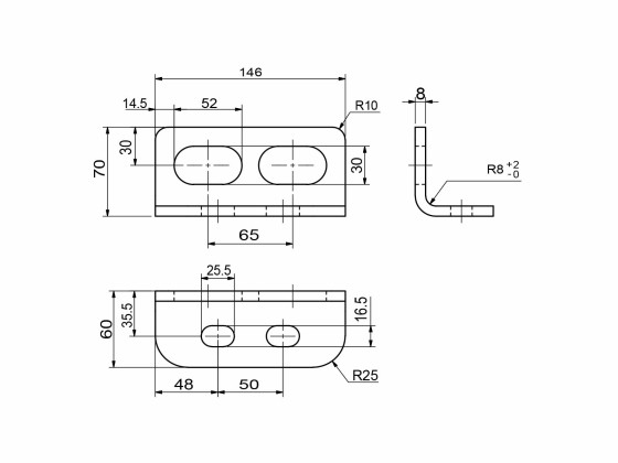 Befestigung Scania 70x60x146x8mm roh