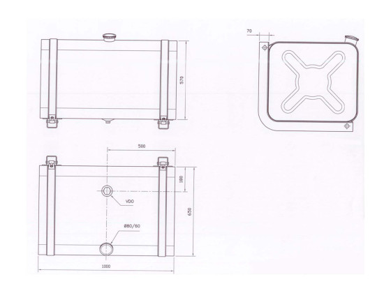 Tank rustfri 300L trs,1000x570x600mm