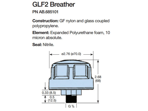 Einfüllfilter für GLF Filter - Ersatzteil für Filter 572030, 572031, 572032, 572034 og 574050 - Parker AB685101