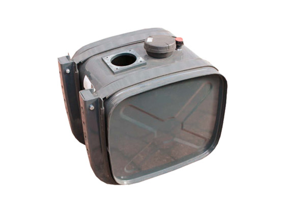 Hydrauliktank 60L - 400x400x450mm - 2xophæng, 2xtankbånd samt gummi for do - Tankdæksel og målepind - Primet, grå RAL7021