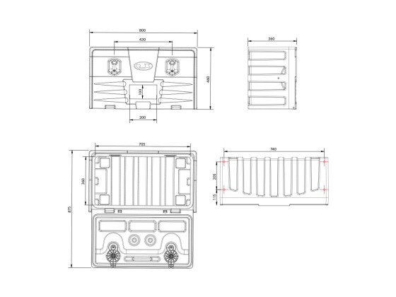 Værktøjskasse plast 800/500/480 - 50045