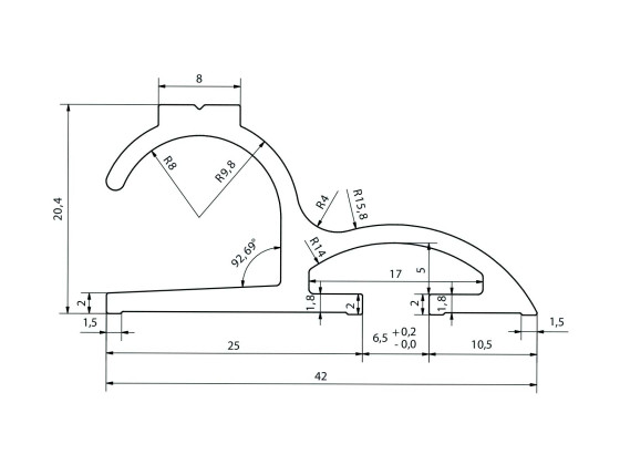 Profil for stænklap 6000mm anod - 43905