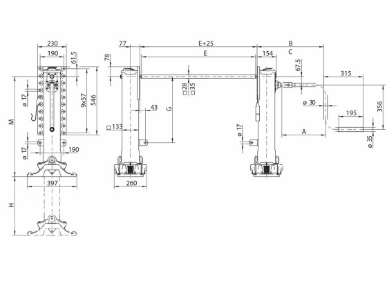 Stützbeine Modul B MH H560 Links