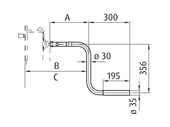 Crank handling for Jost MODUL landing leg 450mm - JS U03