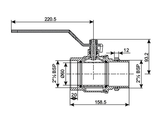 Padoan Kugelhahn, verstellbar 2½'' innen/außen - ARU0ABV25000100