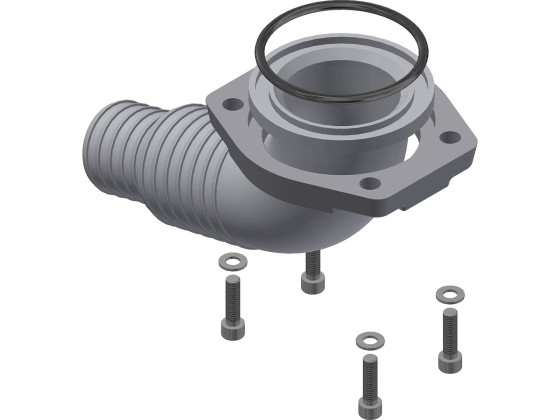 Saugstutzen, Aluminium, 90°, 2"-2½", Komplet
