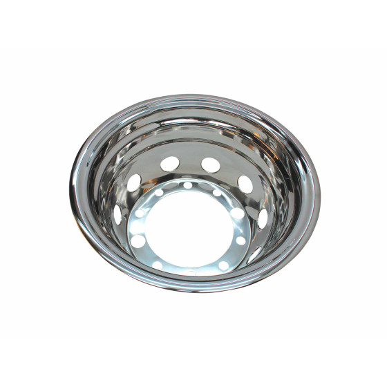 Radkappe hinten 10 loch - 22,5"x9" Deep Nested, Edelstahl - 300mm tief - PCD 335mm