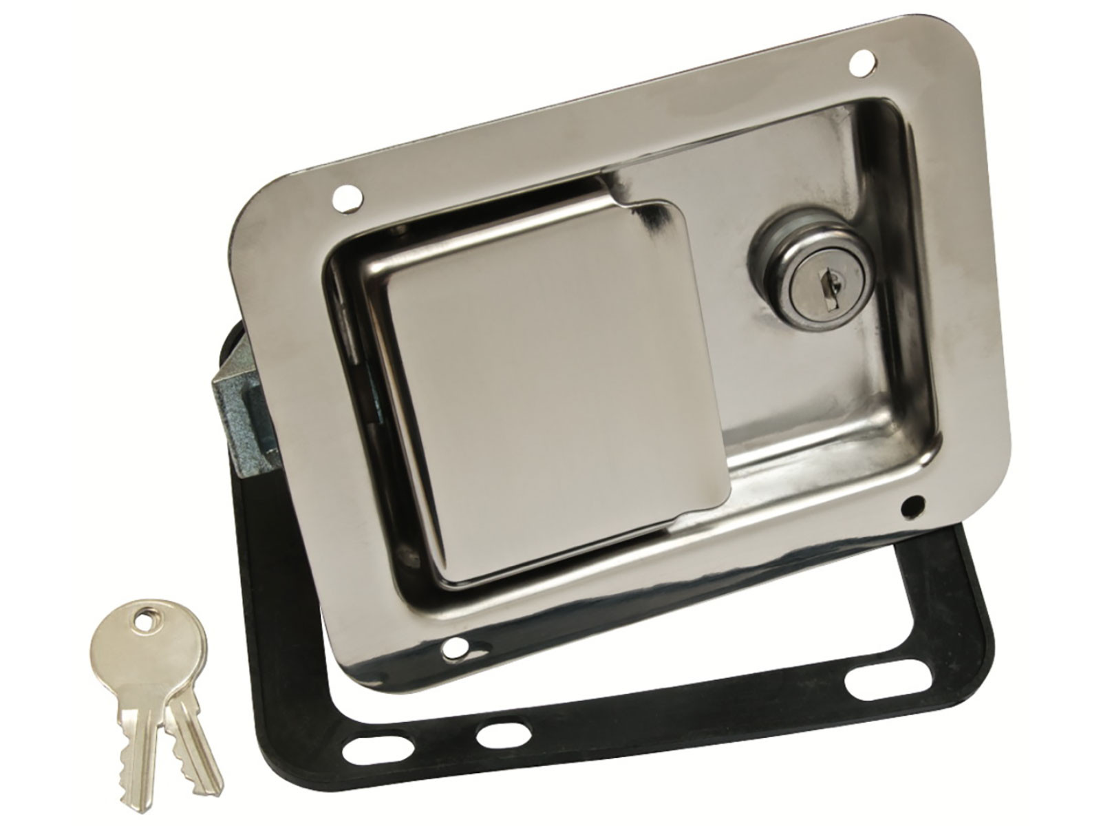 Smæklås med nøgle og pakning rustfri 140x108mm nøgle CH501