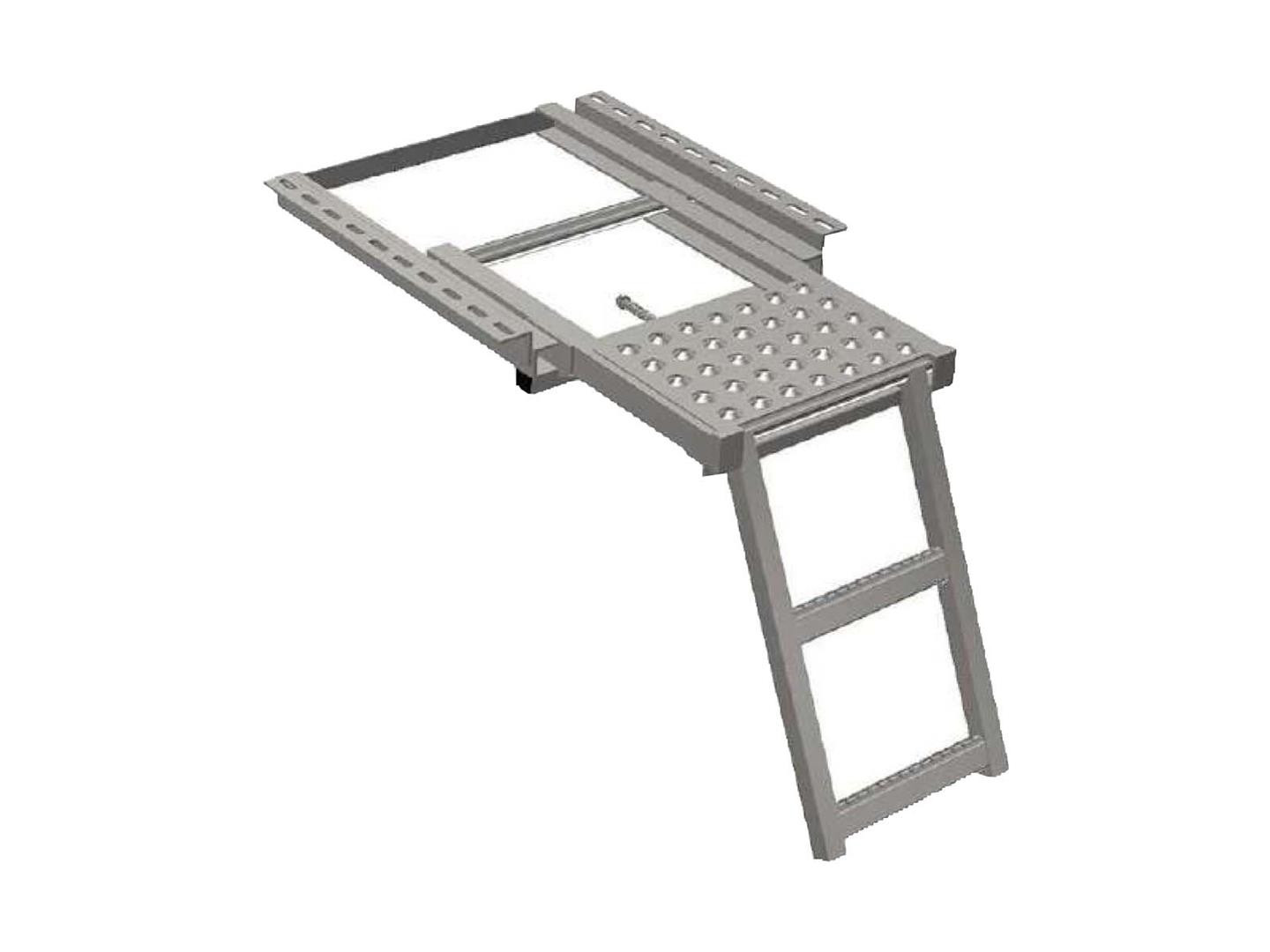 Stige m/udtræk og 2 trin zinlgalv.