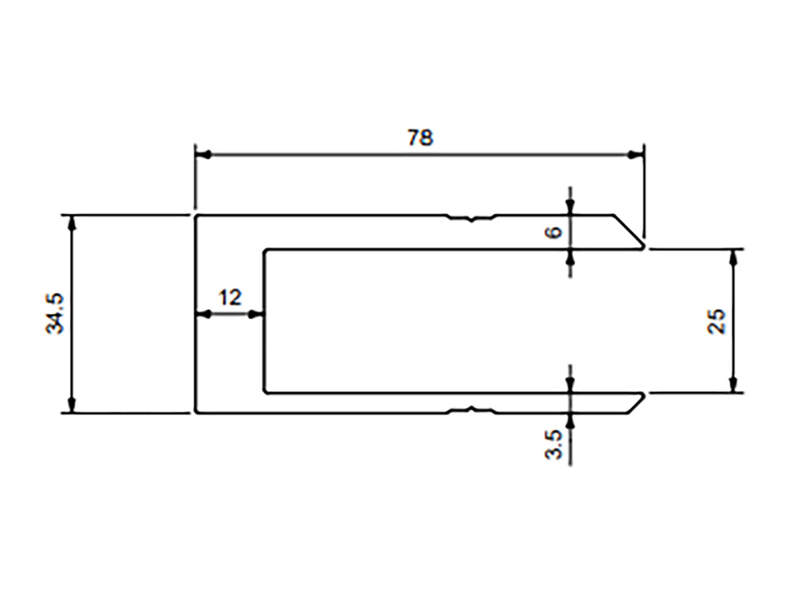 Kantprofil 6000x78x25mm forstærket