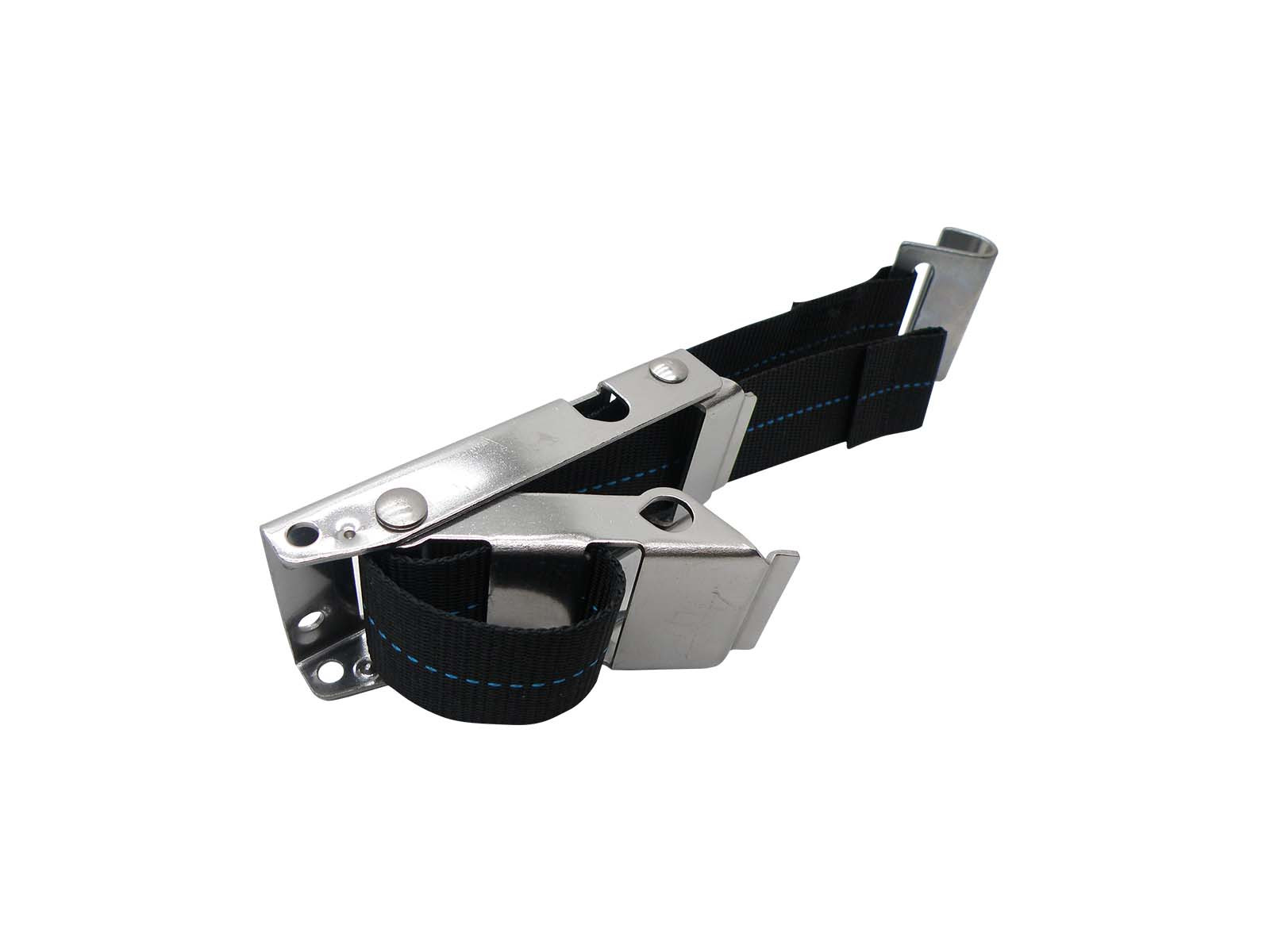 Overcenterlukker m/fjeder/bånd/rustfri fladkrog - 650mm bånd med lukket krog - Rustfrit spænde med fjeder