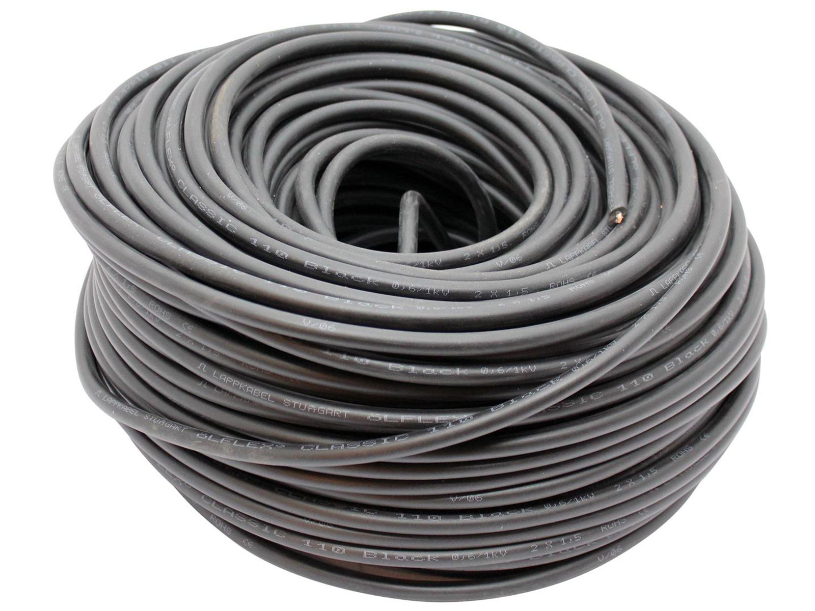 Kabel 2x1,5mm2 dobbeltisoleret, sort - Farvekode ISO4141, DIN72570