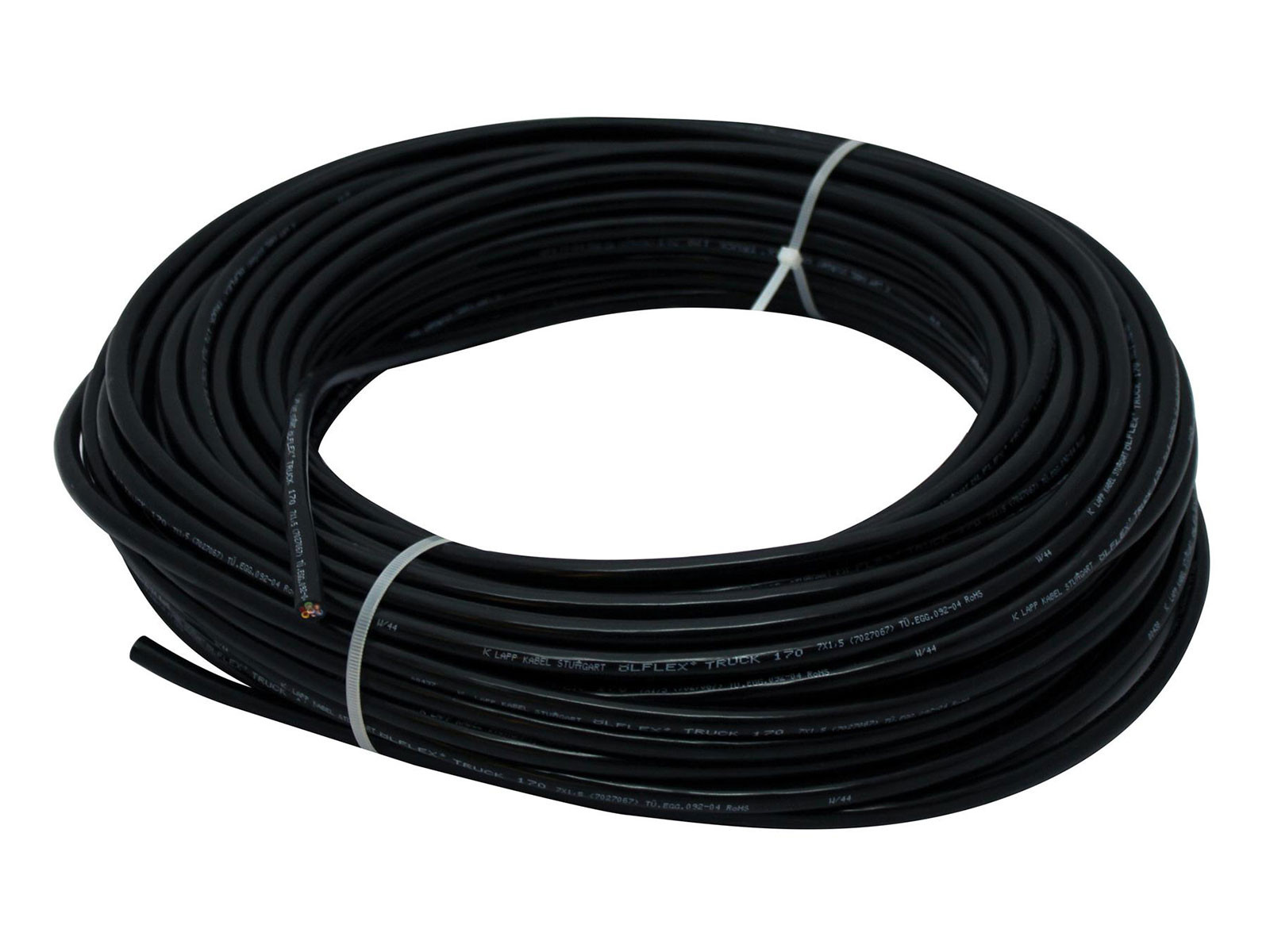 Kabel 7x1,5mm² dobbeltisoleret, sort - Farvekode ISO4141, DIN72570 - 7027067r - ringe a 50 m