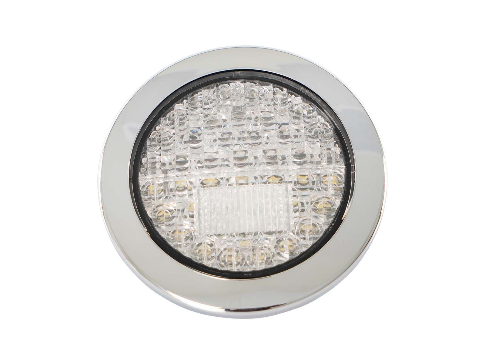 Nebel- und Rücklicht LED 24 V Ø 95 mm klare Linse - SNW  727 W/24 V - Mit Chromring - 500 mm Kabel - IP67