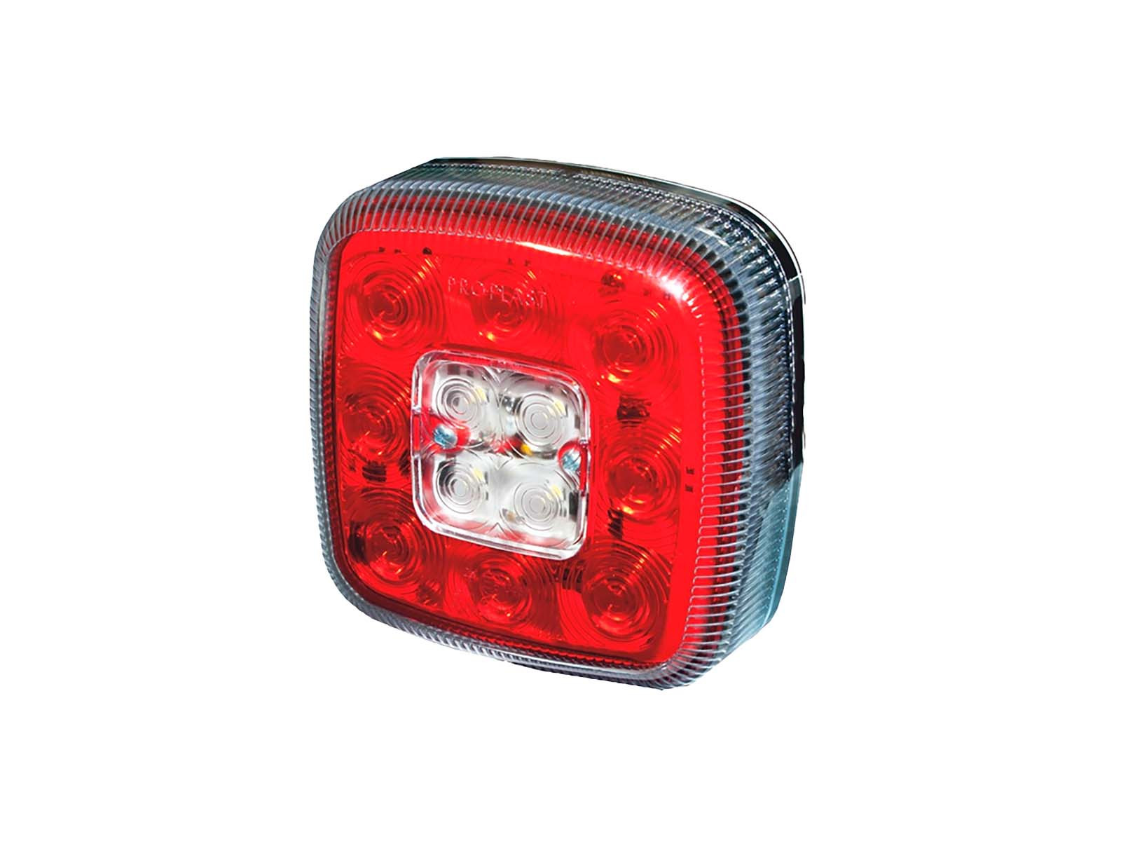 Baglygte m/baklys + nummerpladelys LED 12/24V PRO-SQUARE