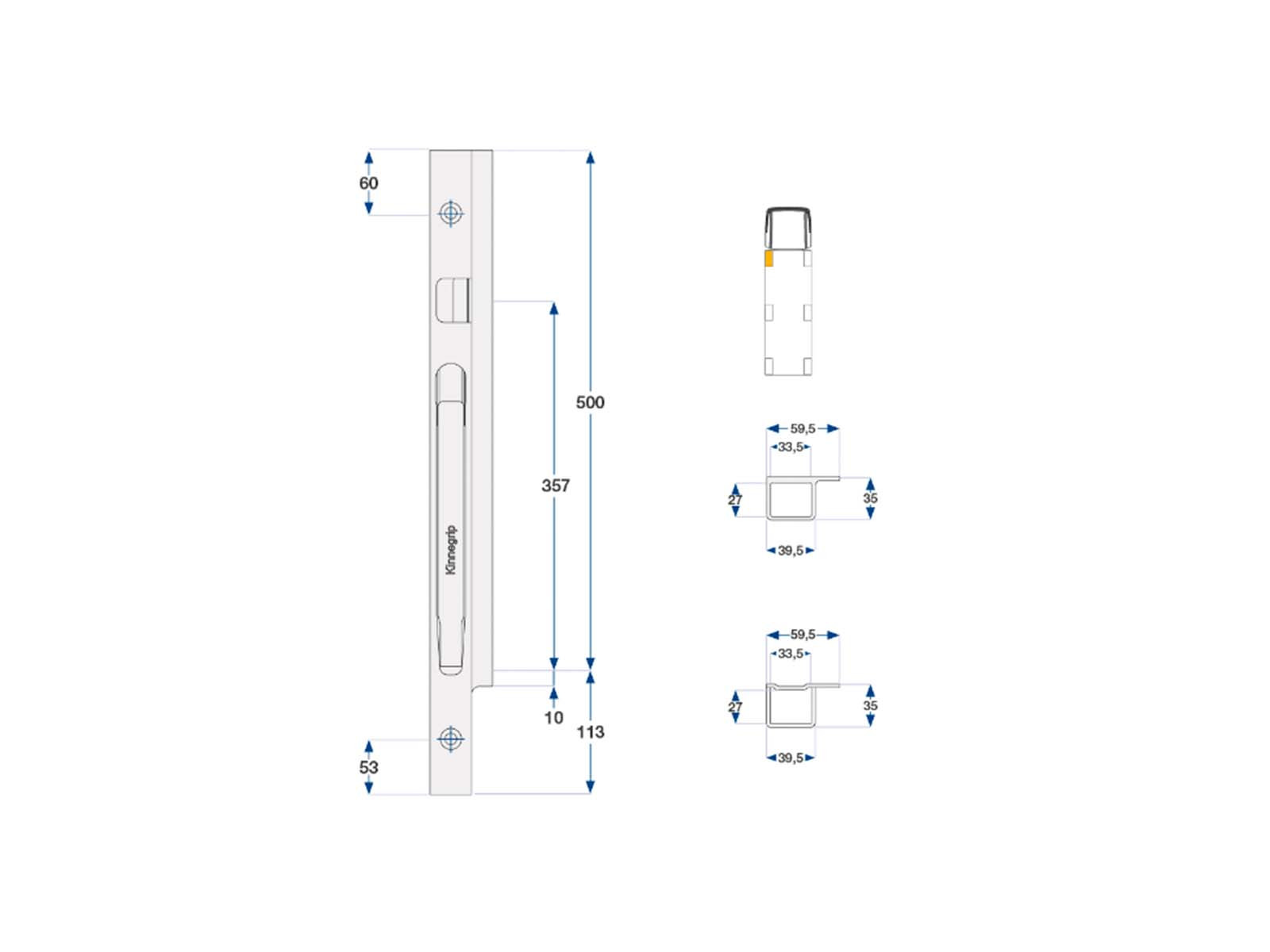 Forstolpe alu 500mm K20 venstre boltmont.
