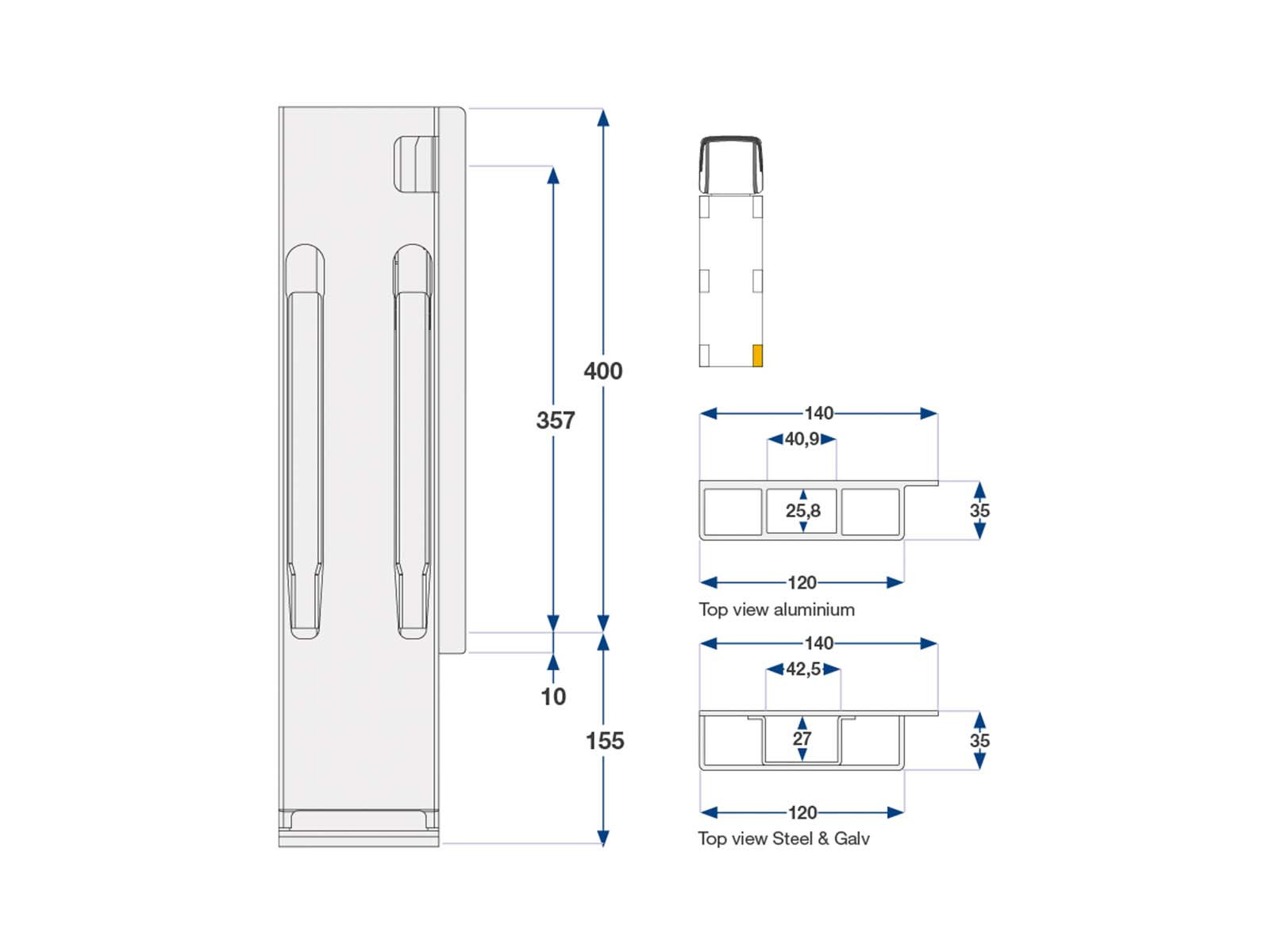 HInterrunge rechts K20 400mm Mikroverzinkt