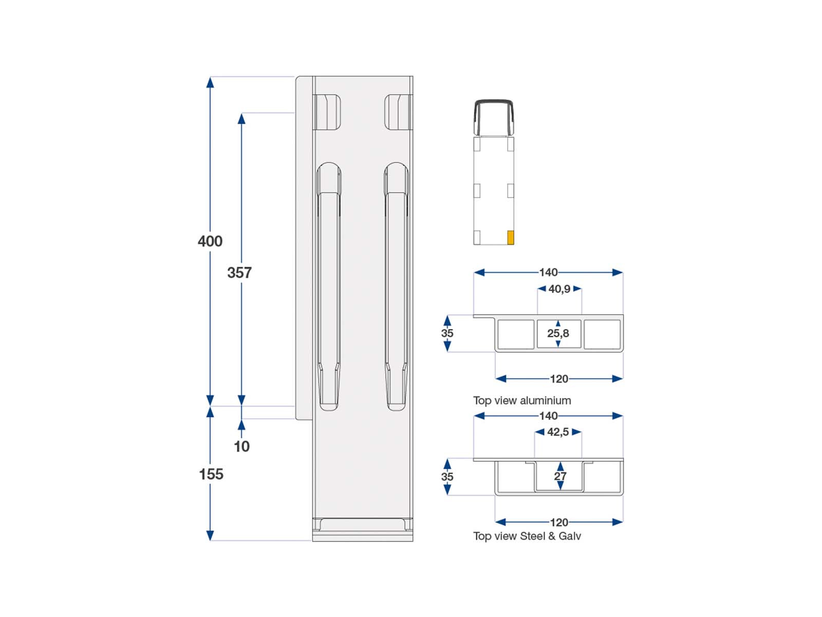 Hinterrunge links K20 400mm Mikroverzinkt