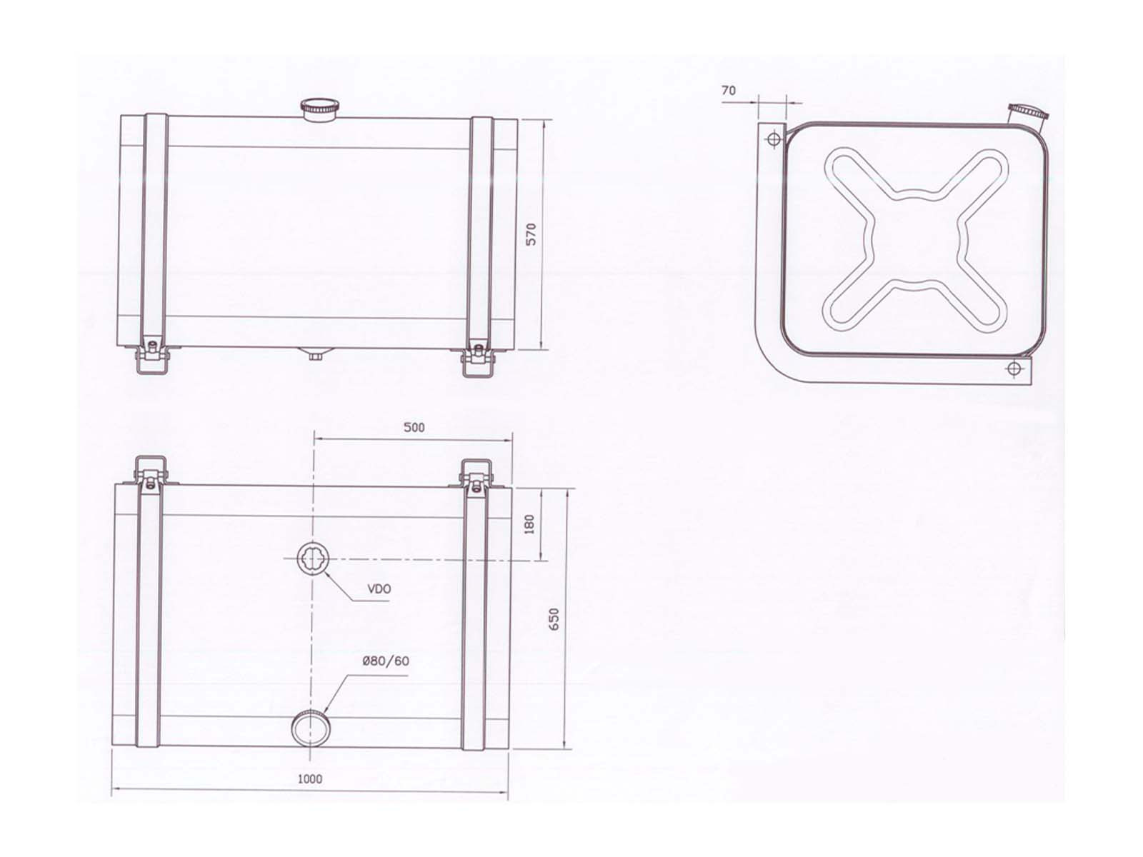 Tank rustfri 300L 1000x570x600