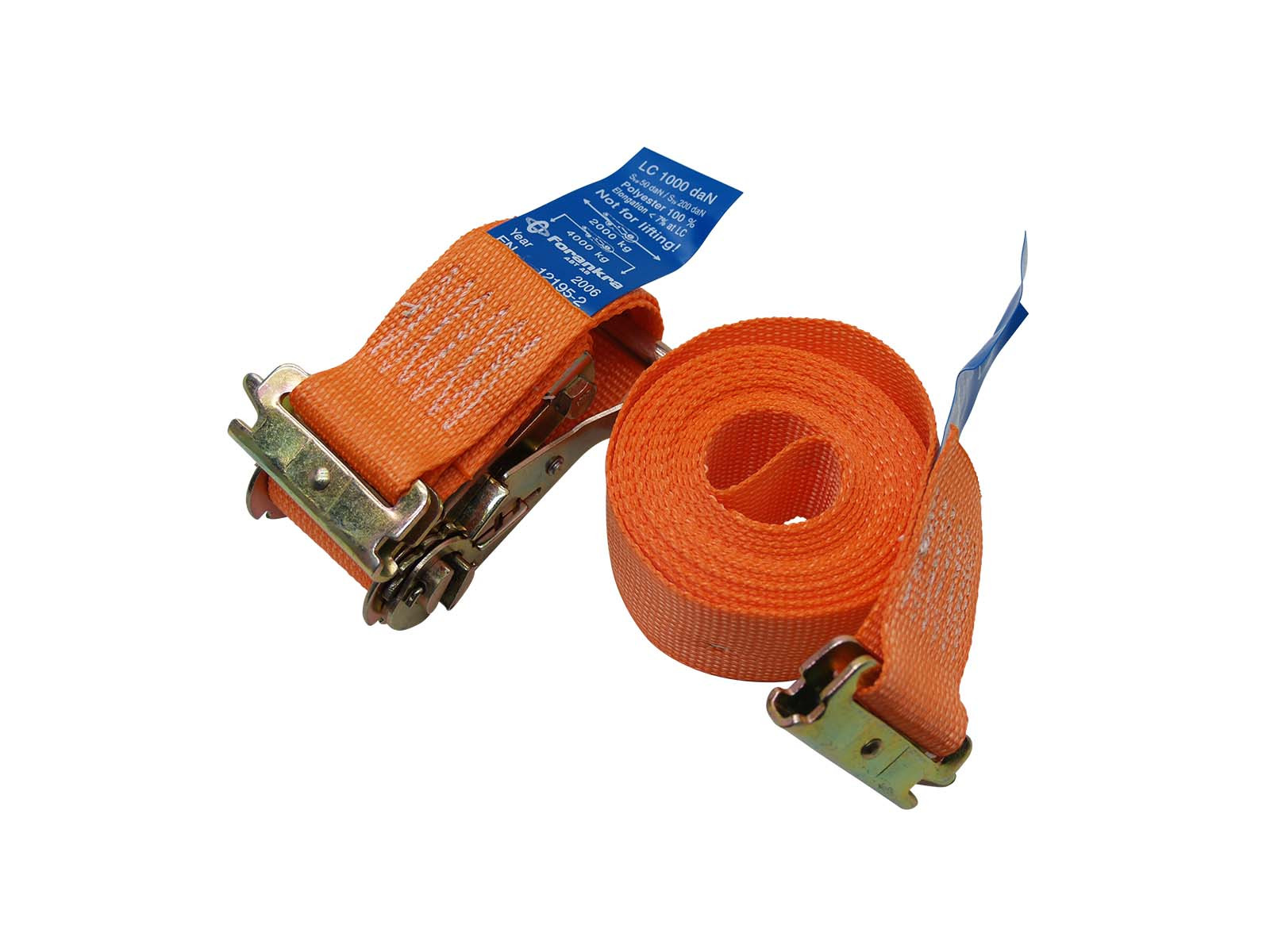 Båndstrammer 5 m 50 mm fjeder org. - 70202 (1+4m, orange)