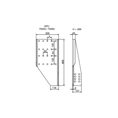 Gavlsæt SPU 50 hor. 120 vert. - Rockinger ROE 75064