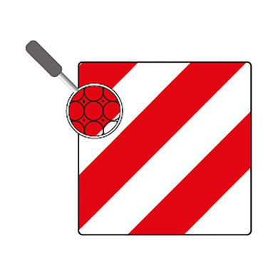 Oversize klistermærke rød/hvid 423x423 mm RA2/DIN/TPESC-B klasse