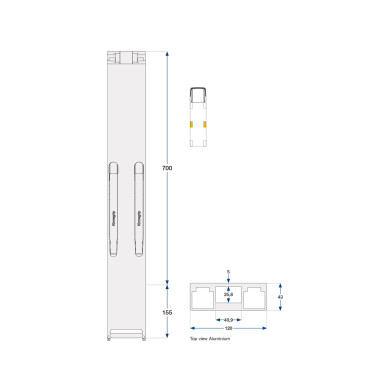 Sidestolpe alu 700mm K30