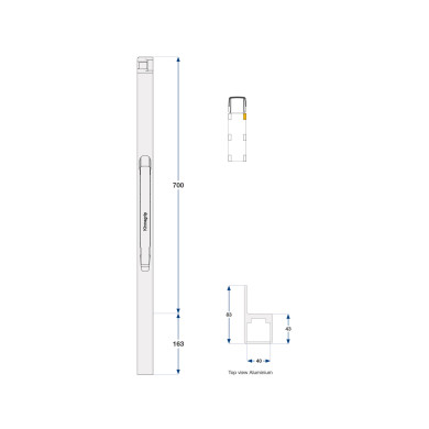 Forstolpe alu 700mm K30 høyre