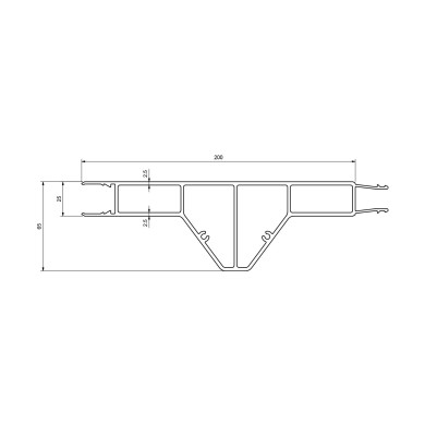 Mellemprofil 5000x200x25mm forstærket