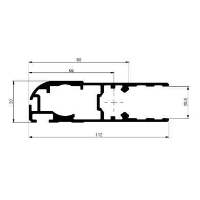 Dørprofil f.gum 3.300mm indv 25,5mm anod