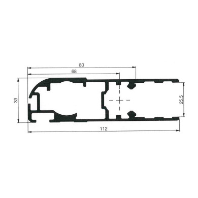 Dørprofil rå, m/flange 6300mm, indv 25,5mm