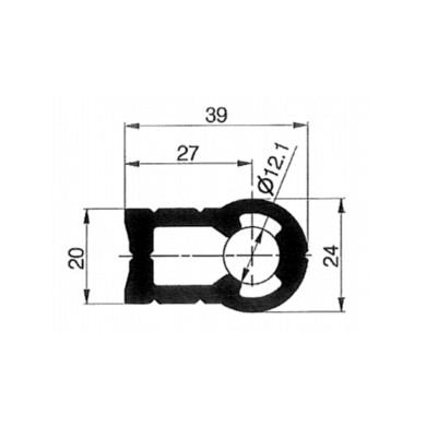 Dørprofil rå 5 hæng 3580/650mm - P12856