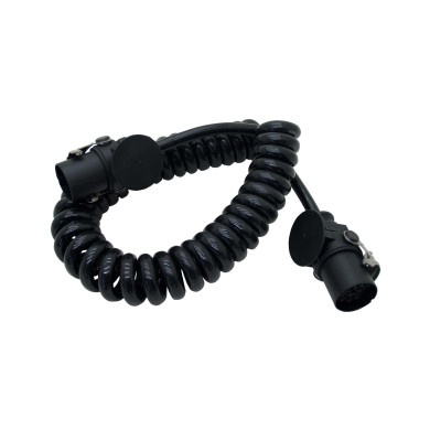 El kabel spiral med stik 15 polet 24V - Spiral kabel - Max arbejdslængde 4 meter - ADR godkent