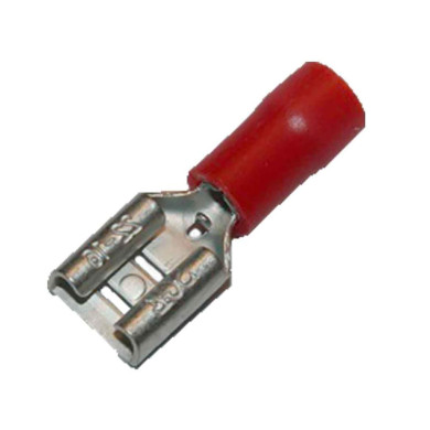 Kabelsko isol. rød hun flad 6,3mm - Leder dim 0,25-1,60