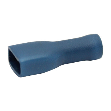 Kabelsko fuld isol. blå hun flad 6,3mm - Leder dim 0,25-1,60