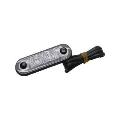 Makeringslygte Rød 12/24V LED,klart glas - 500mm kabel