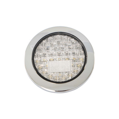 Nebel- und Rücklicht LED 24 V Ø 95 mm klare Linse - SNW  727 W/24 V - Mit Chromring - 500 mm Kabel - IP67