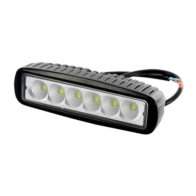 Arbeidslampe TruckLED. Flat 12/24V 6X3 Watt LED. 1350 Lumen. 160X48X63MM. 400mm kabel m/løs ende. IP67
