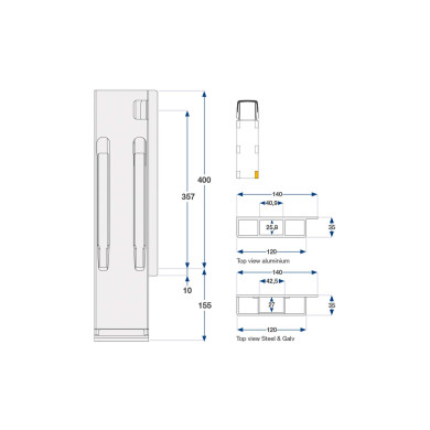 HInterrunge rechts K20 400mm Mikroverzinkt