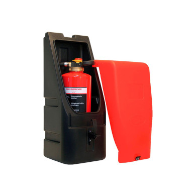 Kasten f/Feuerlöscher f/6kg Schwarz m/Rotem Deckel 680x260mm